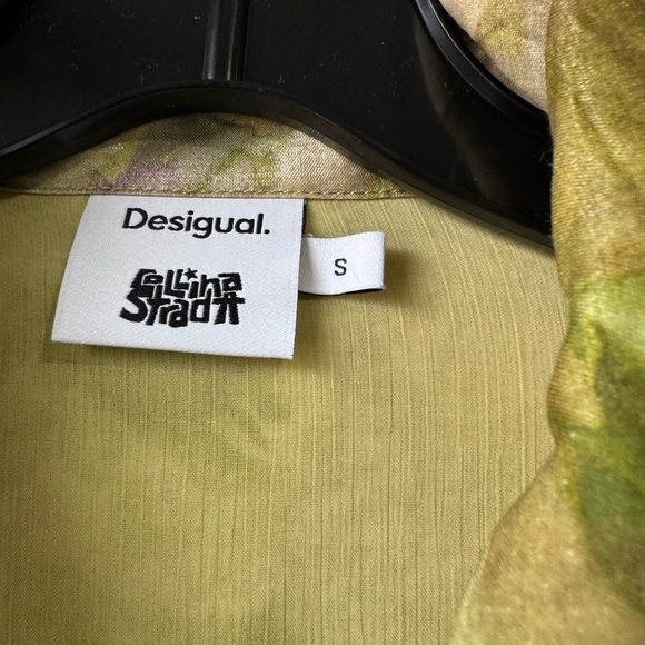 Desigual Abstract Floral Bomber Olive Green Tie-Dye Bomber Jacket - Picture 4 of 16